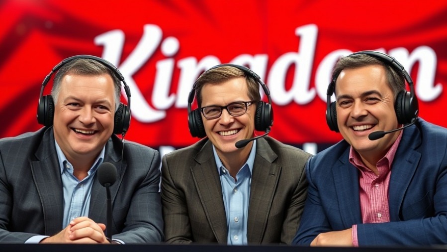 Commentators discussing Kansas City Chiefs record on a vibrant sports talk show set.