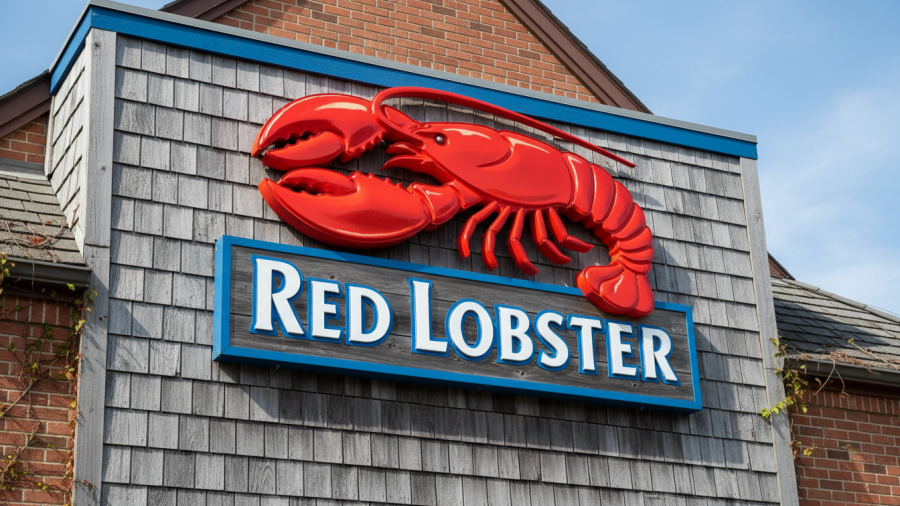 Close-up of Red Lobster sign highlighting seafood chain amidst restaurant performance and expansion plans.