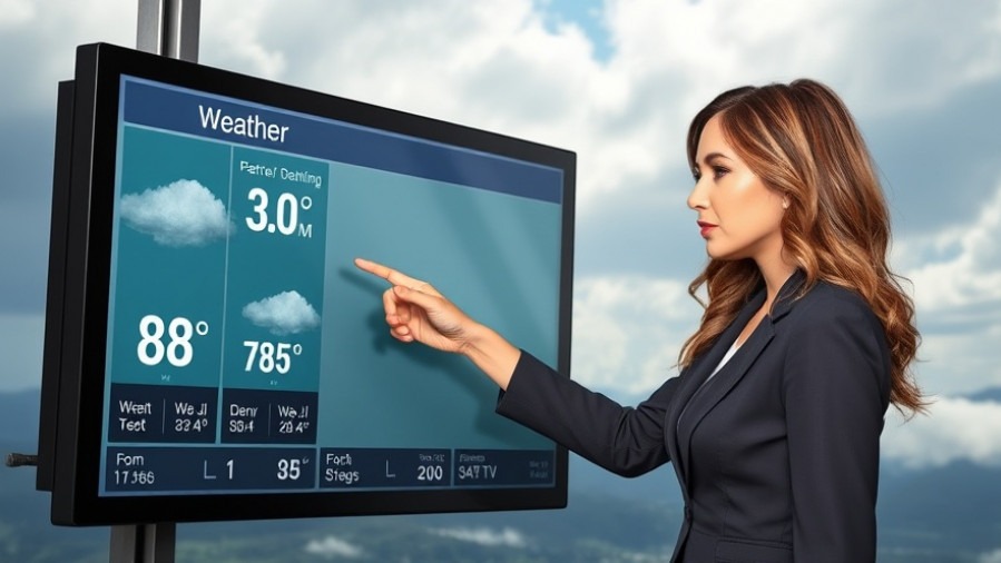 Weather presenter in vibrant studio discussing Living in Kansas City temperatures.