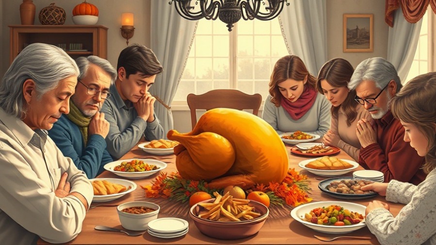 Vintage Thanksgiving dinner scene showcasing family, turkey, and affordable meal trends.