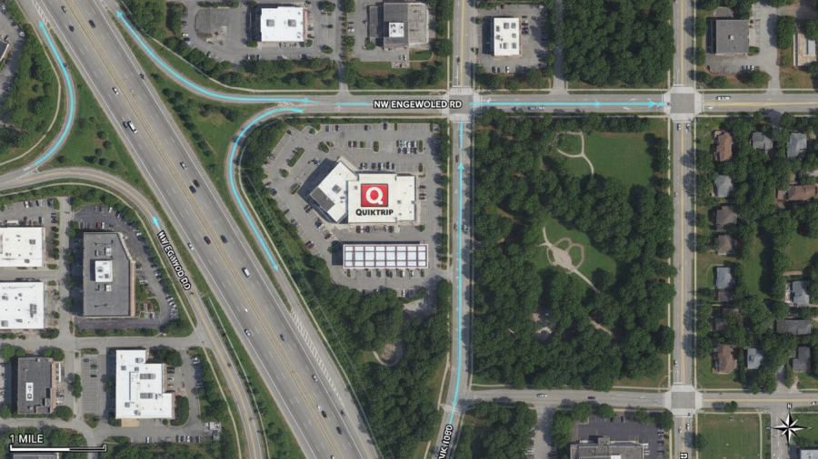 Map highlighting Kansas City neighborhoods with QuikTrip location.