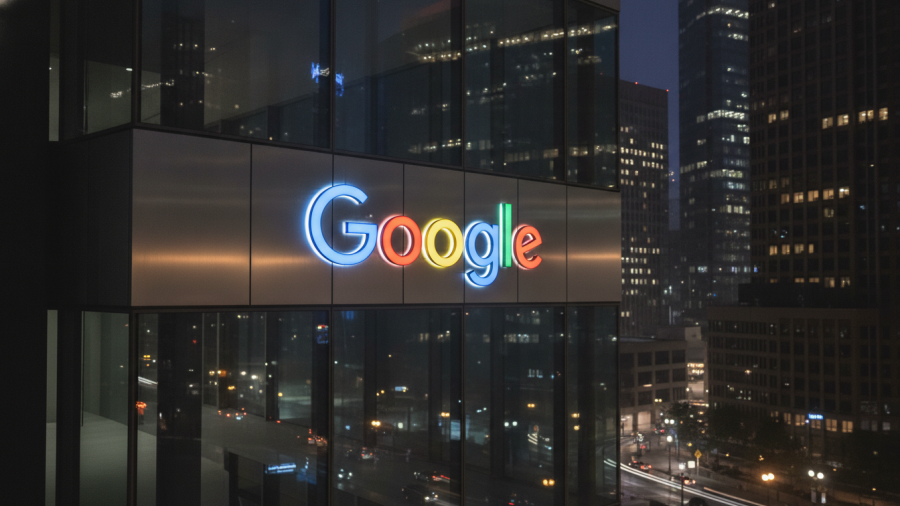 Bright Google sign at night, highlighting child safety online and digital literacy.