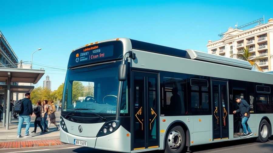 Modern city bus at a bus stop in Kansas City, perfect for local events and family activities.