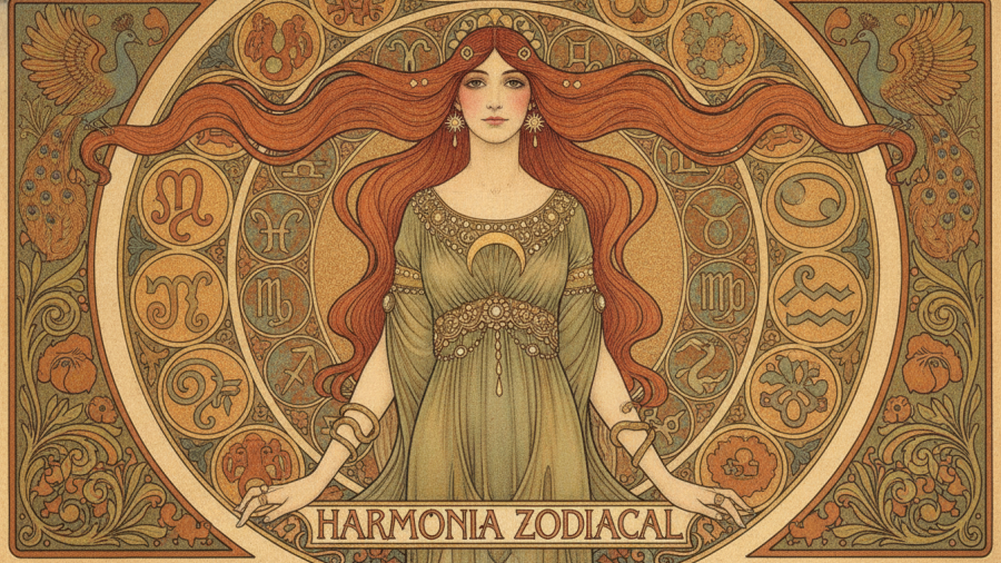 Art Nouveau illustration of an elegant woman with flowing red hair, showcasing local success stories in Kansas City.