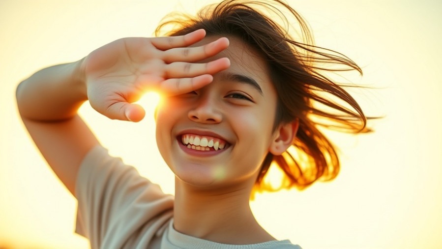 Joyful young adult enjoying warm golden hour in Kansas City.