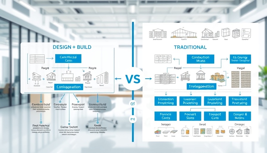 Comparison graphic of design-build vs traditional construction processes.
