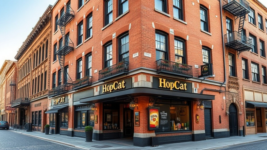 HopCat beer bar chain sale in historic brick building corner.