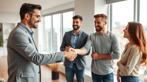 Real estate agent and young couple discussing investment