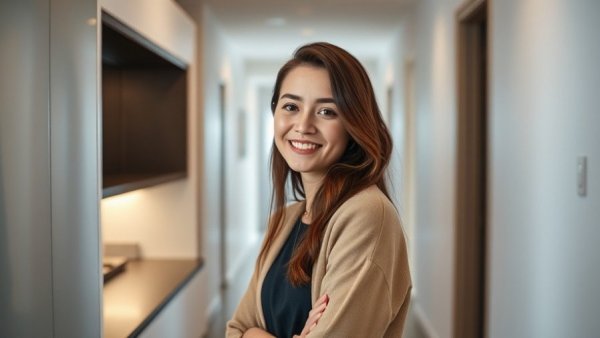 Confident young woman in modern interior, Divorce for Wealthy Women.