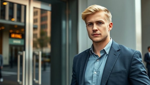 Blonde man outside Steelhead Technologies office, AI investment in manufacturing.