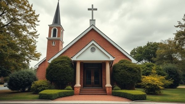 Church property entrance with sign emphasizing affordable housing initiatives.