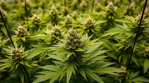 Close-up of cannabis plants in a greenhouse for Michigan cannabis sales 2025.
