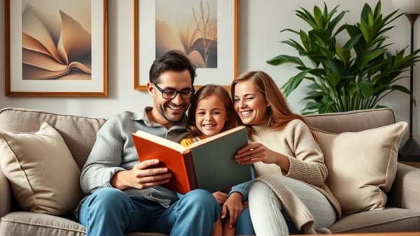 Family enjoying time together on couch, discussing tax benefits for newborn.
