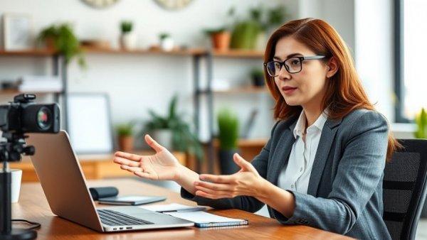 Professional woman engaging in business presentation, exploring side hustle.