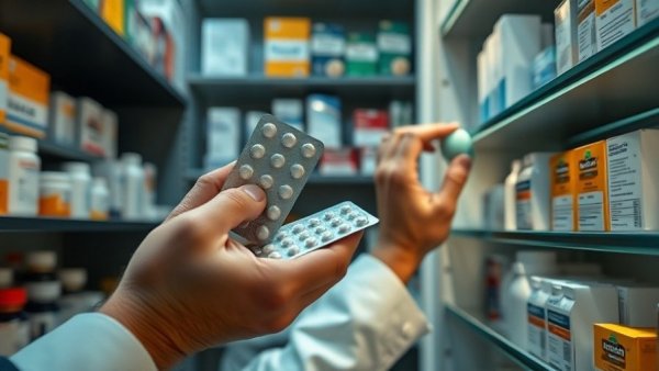 Pharmacist managing shelves; Pharmaceutical Tariffs impact small businesses.