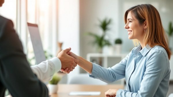 Professional handshake in office setting for LLC property transfer discussion.