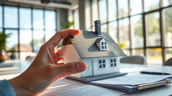 Family Holding Company concept with model house on desk.