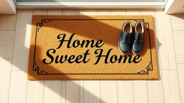 Doormat with shoes symbolizing new home; report address changes to IRS