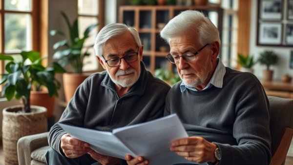 Older couple reviewing finances to invest tax refund smartly.