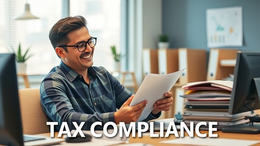 Small business owner in Michigan reviews tax compliance paperwork, looking relieved.