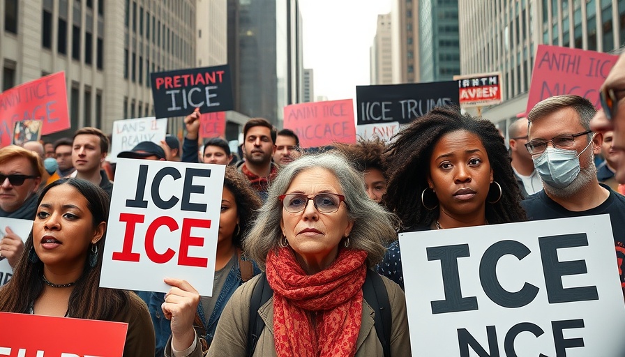Protest in Michigan against ICE arrests with demonstrators holding signs.