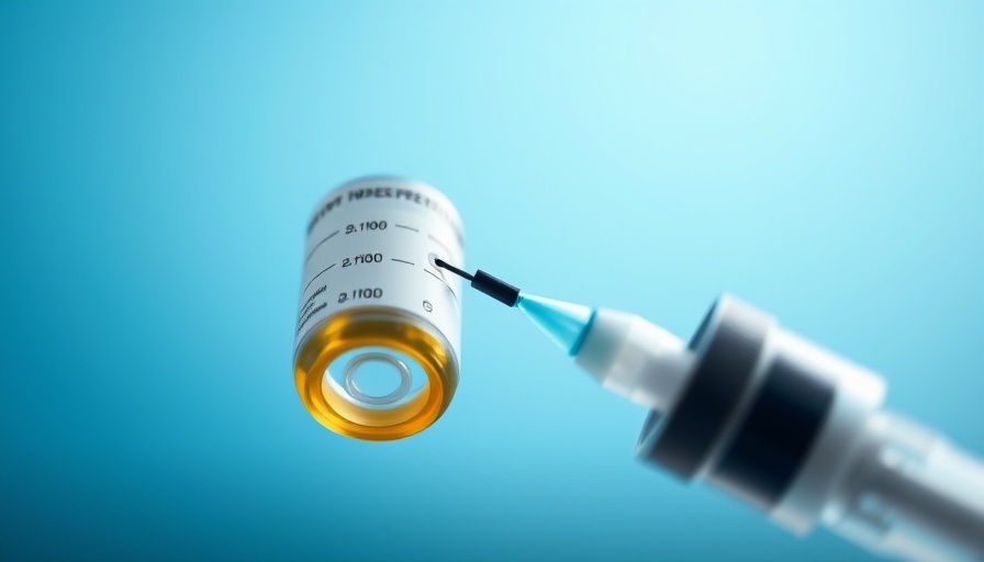 Close-up image of a syringe drawing vaccine from a vial.