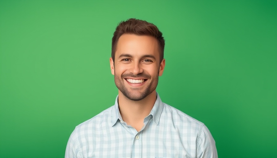 Smiling man with green background, tax strategies for small business owners.