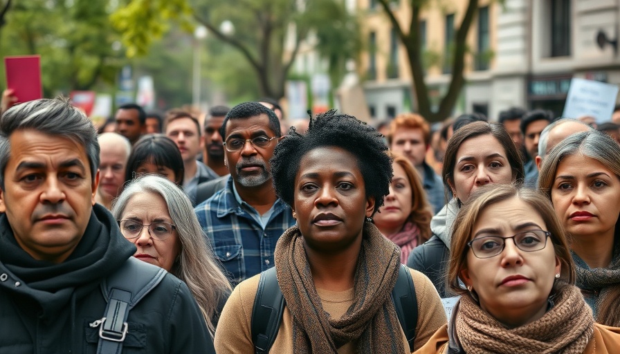 Diverse group attending Charlie Kirk vigil Michigan rally with serious expressions.