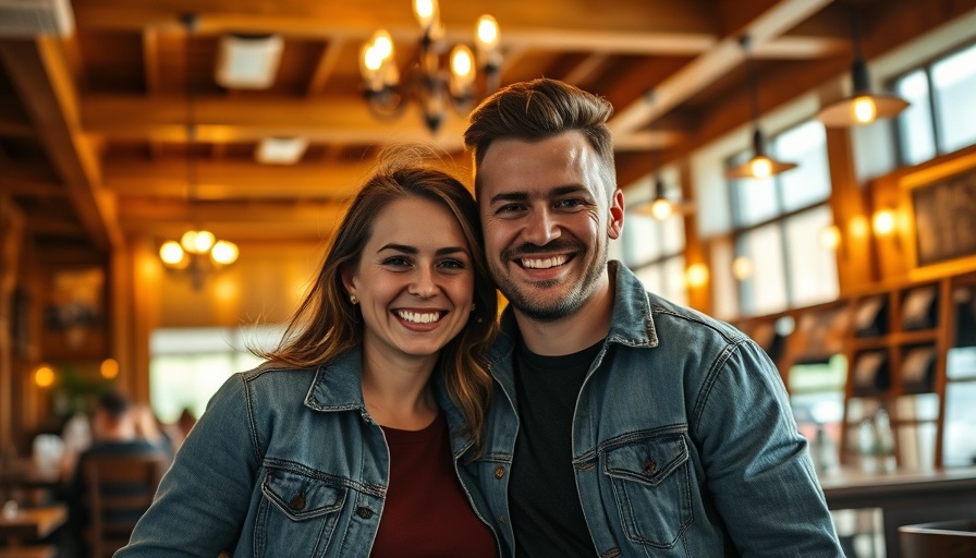 Couple in a cozy restaurant setting embracing modern Romanian cooking in Hazel Park.