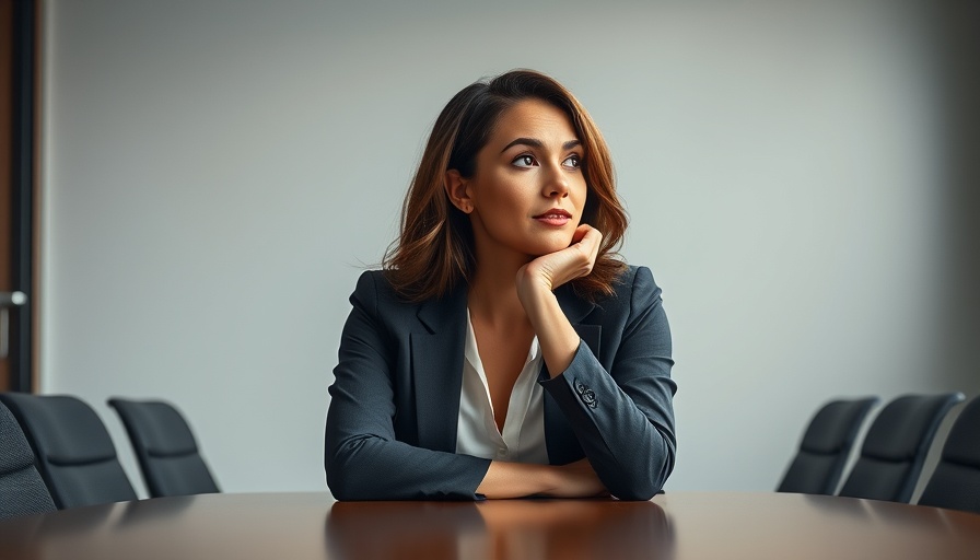 Confident woman sitting at a table in professional setting
