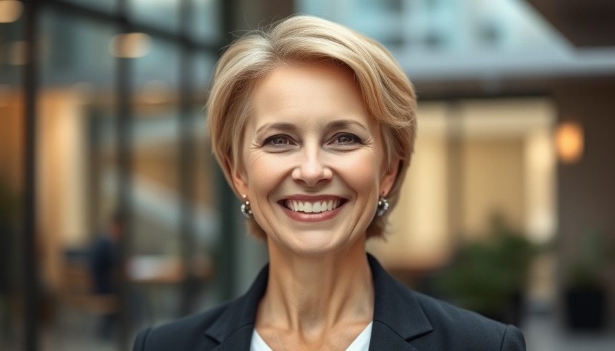 Wayne State University leadership change portrayed by a professional woman smiling.