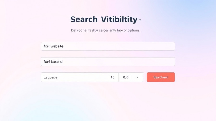 AI visibility tools interface showing input fields and search option.