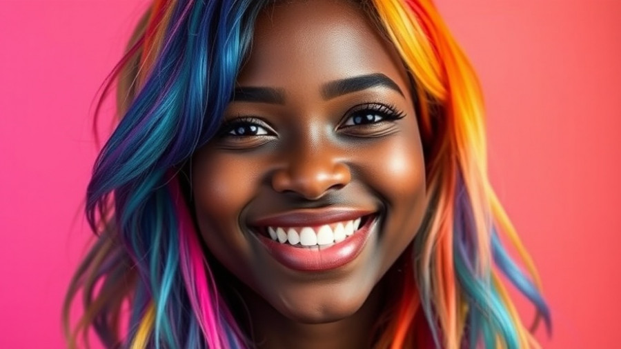 Healing religious trauma: person with rainbow hair smiling, colorful backdrop.