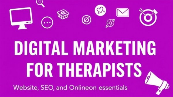 Vibrant digital marketing graphic highlighting SEO and web presence for therapists.