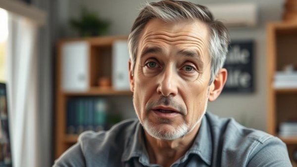 Man discussing Voice AI Noise Cancellation in home office.