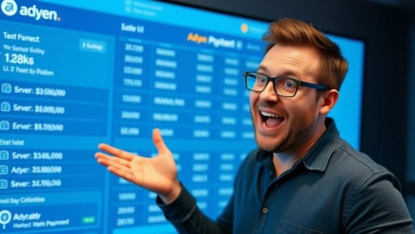 Man presenting Adyen Payments update with enthusiasm.