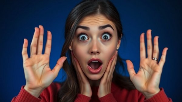 Young woman surprised with live stream interface, live stream in community groups concept.