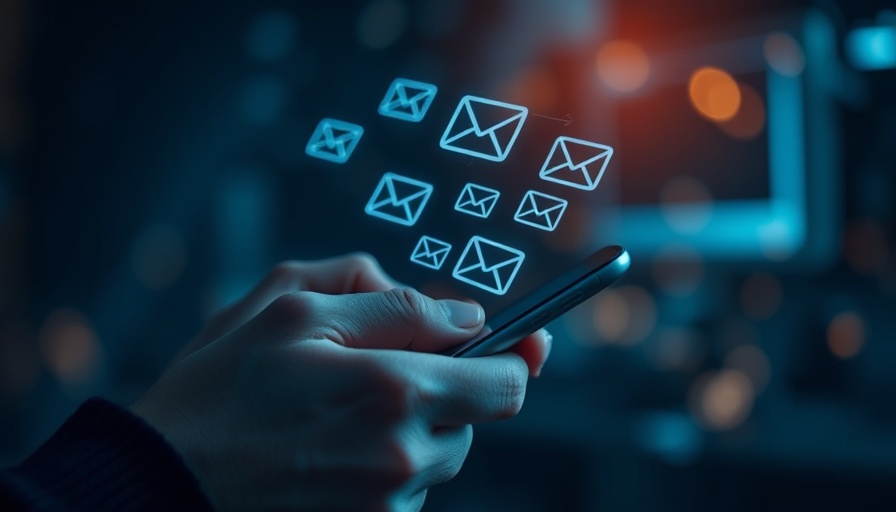 SMS marketing for wellness practitioners: smartphone with digital mail icons.