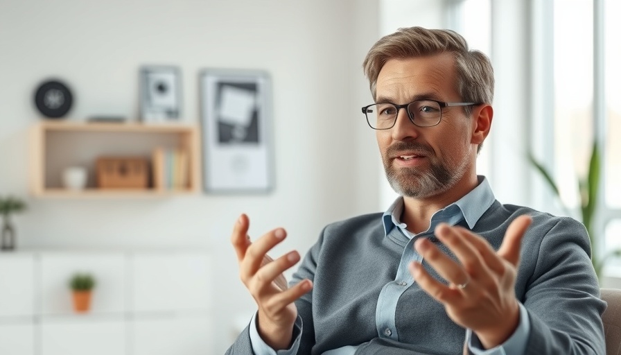 Middle-aged man discussing new templates for wellness practitioners.