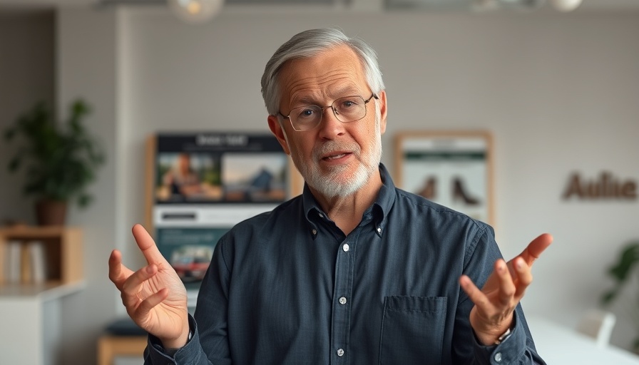 Middle-aged man discussing pre-built e-commerce store templates in an office.