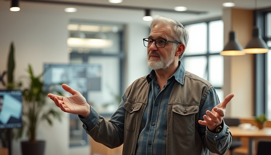 Mature man discussing automations in technology indoors.
