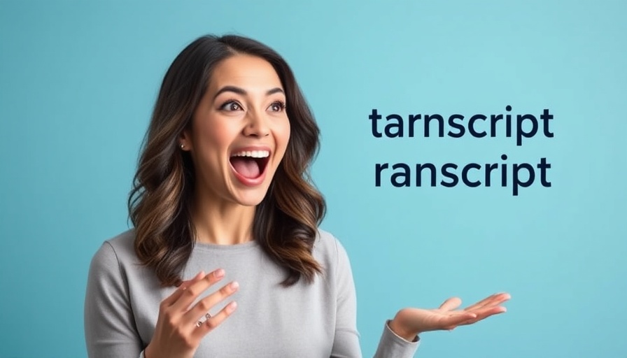 Woman explaining call transcript service, excited expression, translation services for voice AI calls.
