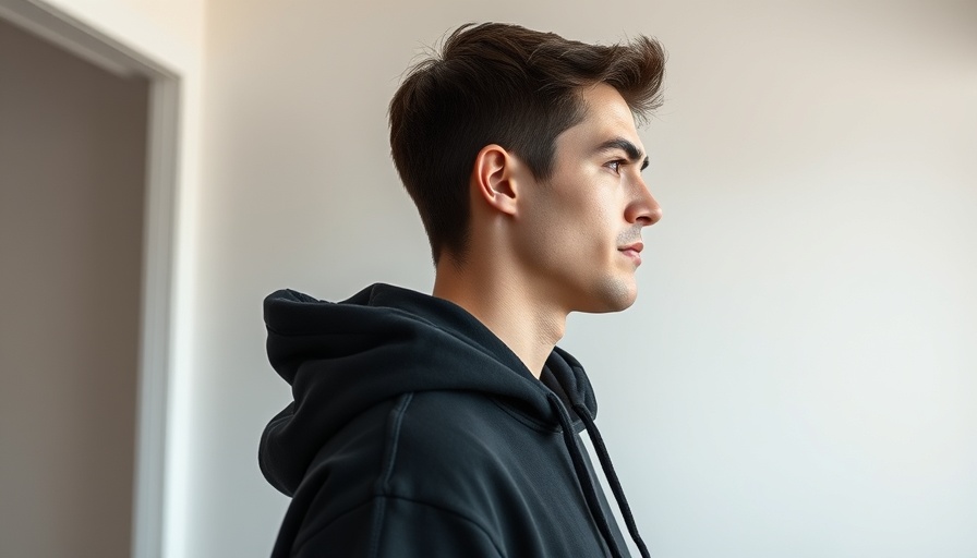 Man in a black hoodie in a modern room related to AI in wellness practices.