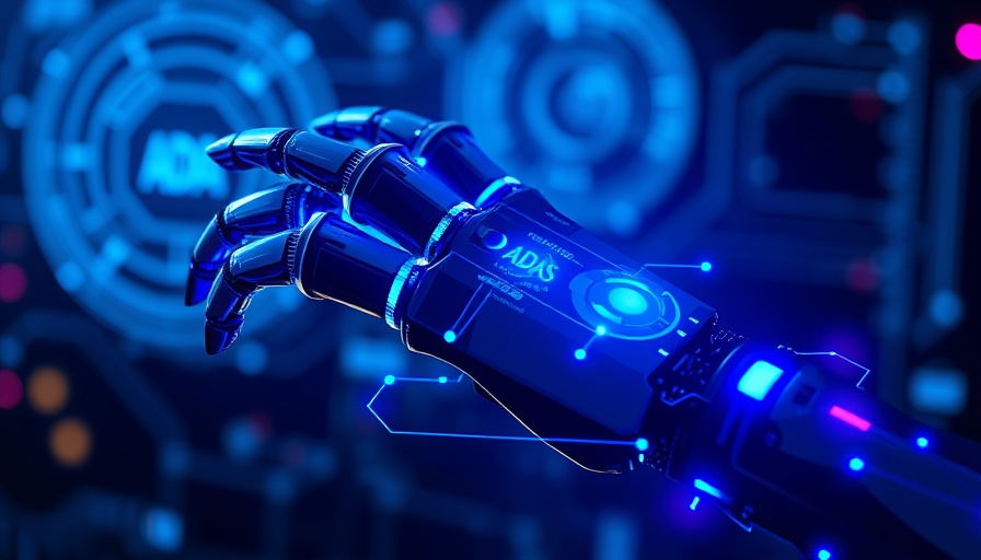 Futuristic robotic hand with ADAS system in USA market analysis.