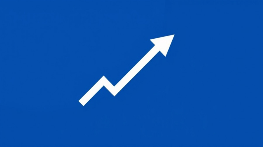 Upward arrow symbolizing financial growth on a blue background