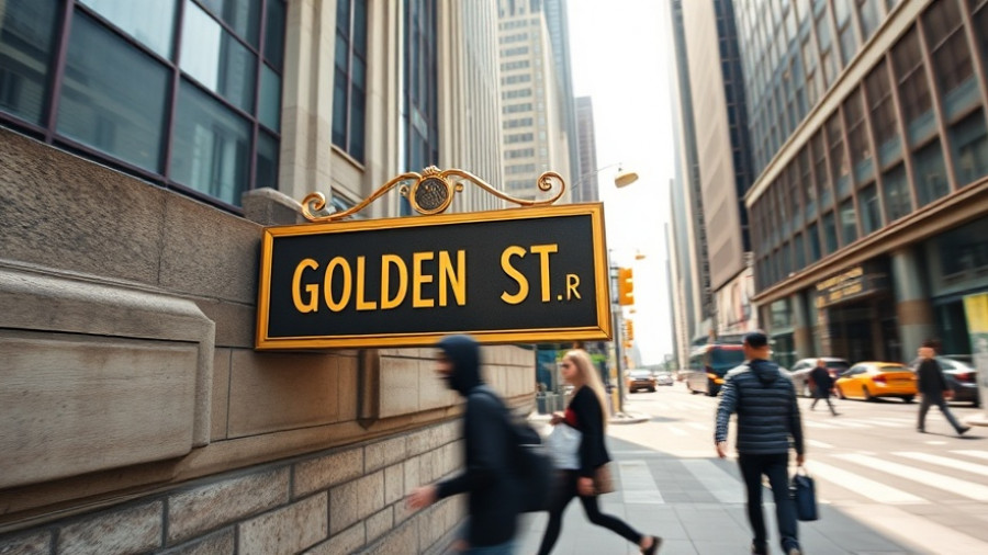 USA market analysis with Wall Street sign in a bustling city.