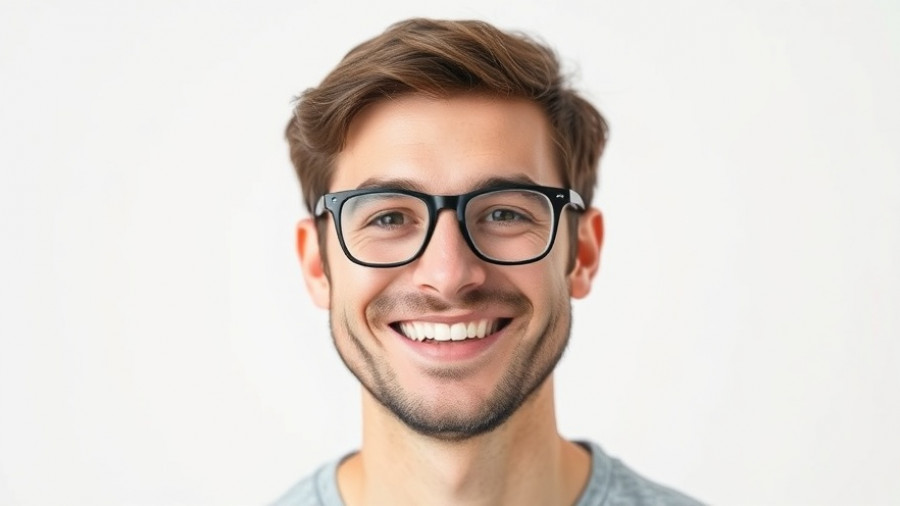 Smiling man in glasses portrait, professional photo