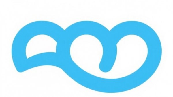 Simplistic blue wavy icon on white background.