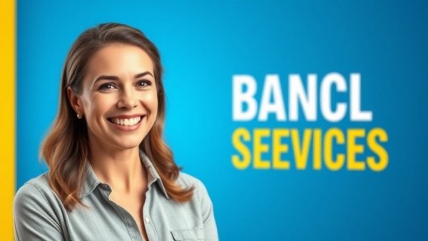 Money transfer services banner featuring smiling woman.