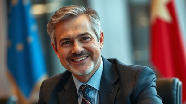 Haiti PM Alix Didier Fils-Aimé seated in front of a flag, representing political stability.